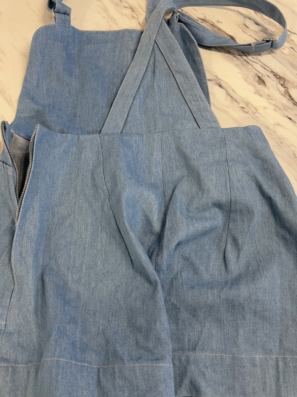 Samantha Pleet Light Blue Denim Dress with Cream Underdetail - Picture 7 of 10